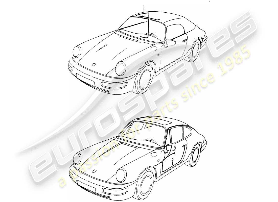 porsche 964 (1989) wiring harnesses - convertible top control - driver's door - passenger's door part diagram