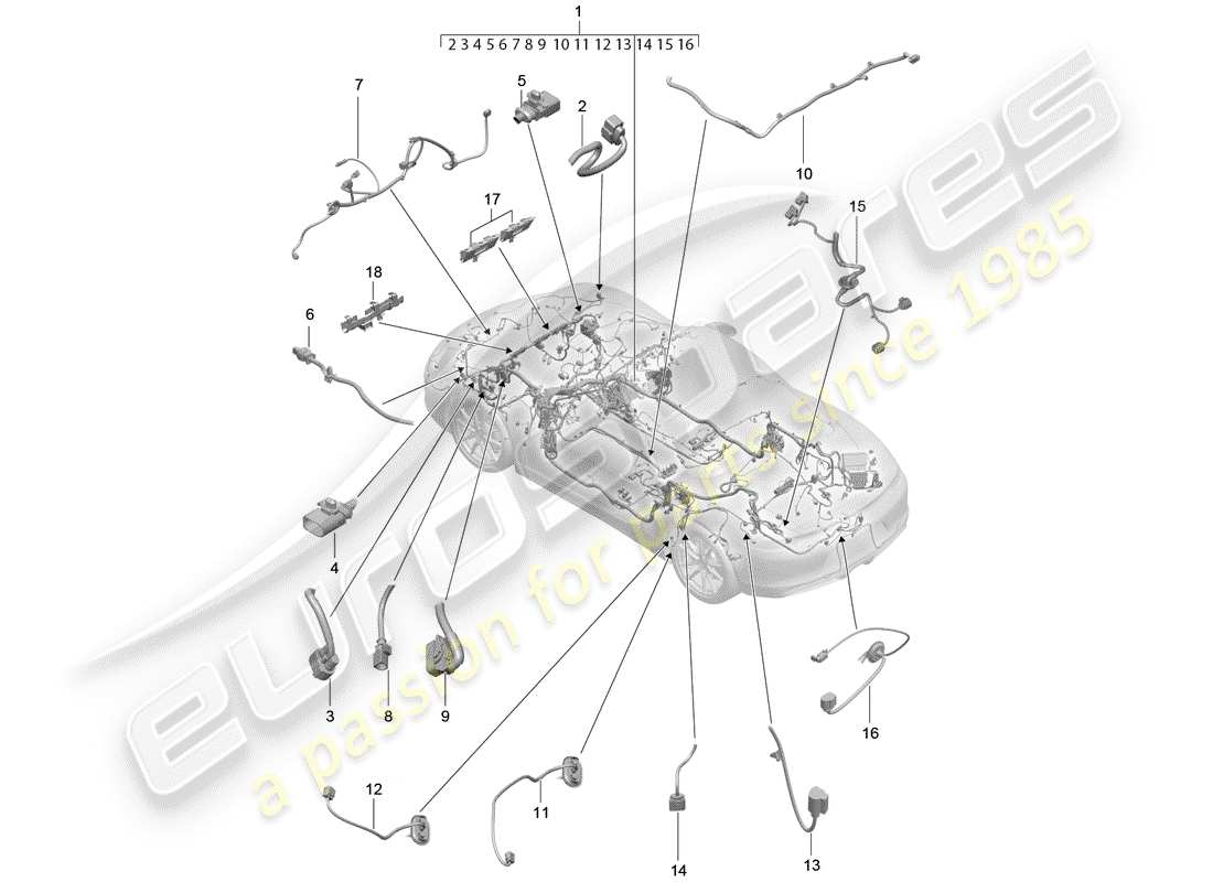 porsche boxster 981 (2015) wiring harnesses part diagram