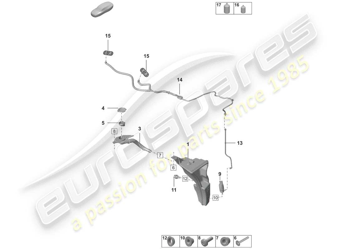 porsche 2020 windshield washer unit part diagram