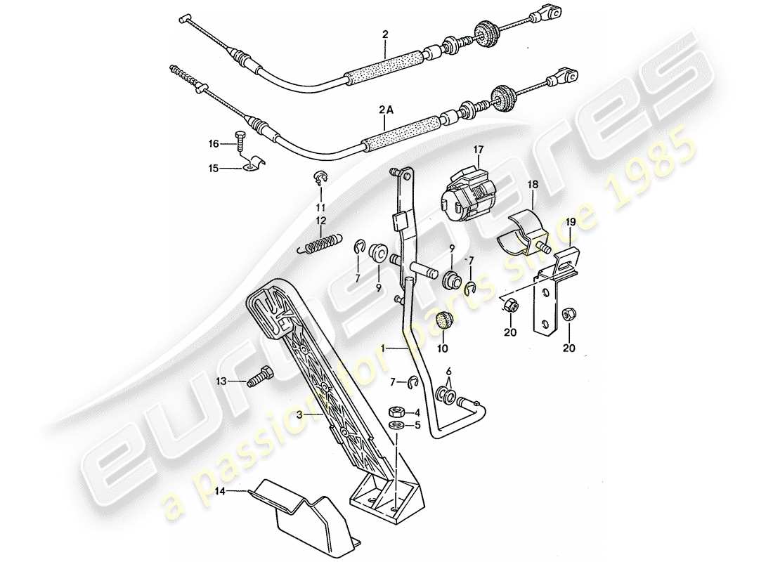 porsche 968 (1995) throttle control - accelerator cable part diagram