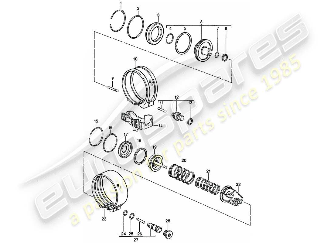 porsche 928 (1986) automatic transmission - brake bands part diagram