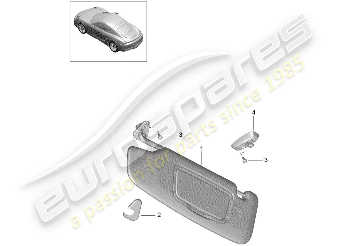 porsche cayman 981 (2016) sun vizors part diagram