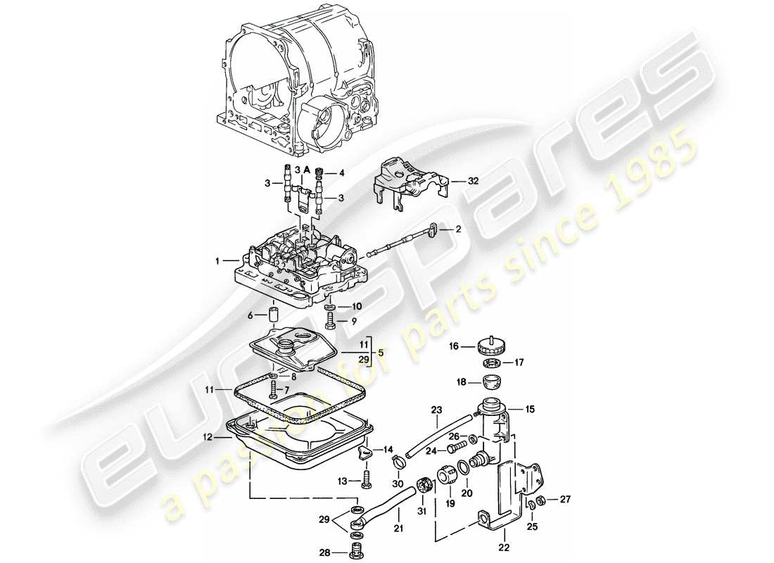 porsche 928 (1984) automatic transmission - valve body - d - mj 1983>> - mj 1983 part diagram