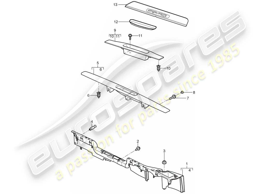 porsche 997 t/gt2 (2008) lining part diagram