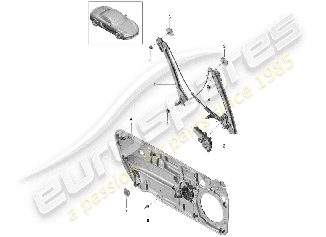 porsche boxster 981 (2013) window regulator part diagram