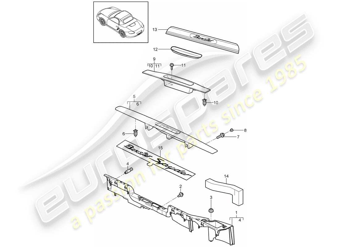 porsche boxster 987 (2009) lining part diagram