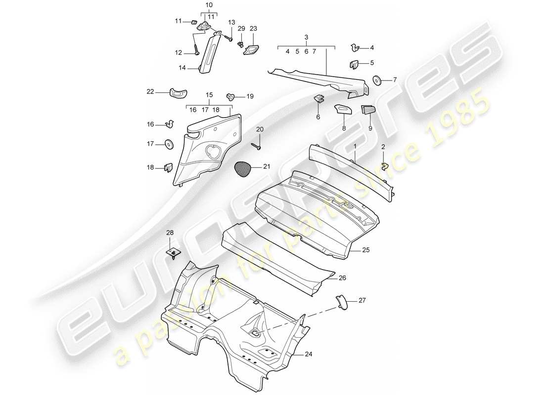 porsche 997 gen. 2 (2010) trims part diagram