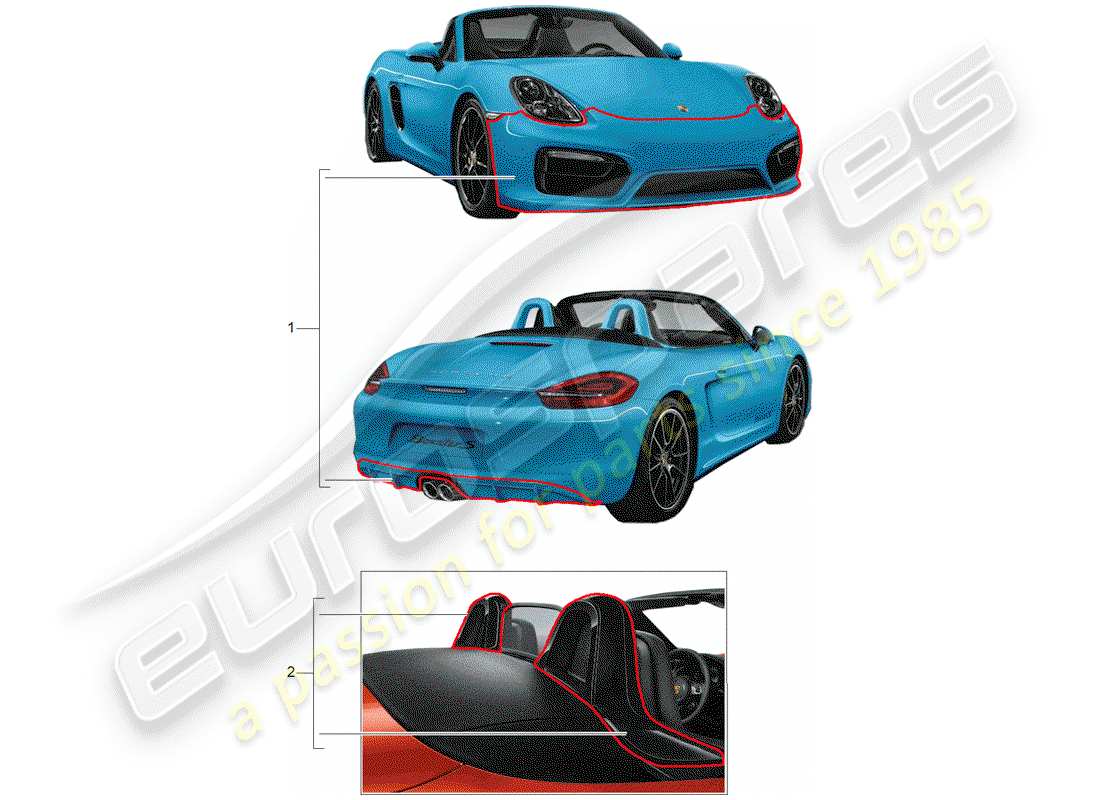 porsche tequipment 98x/99x (2017) sport design package part diagram