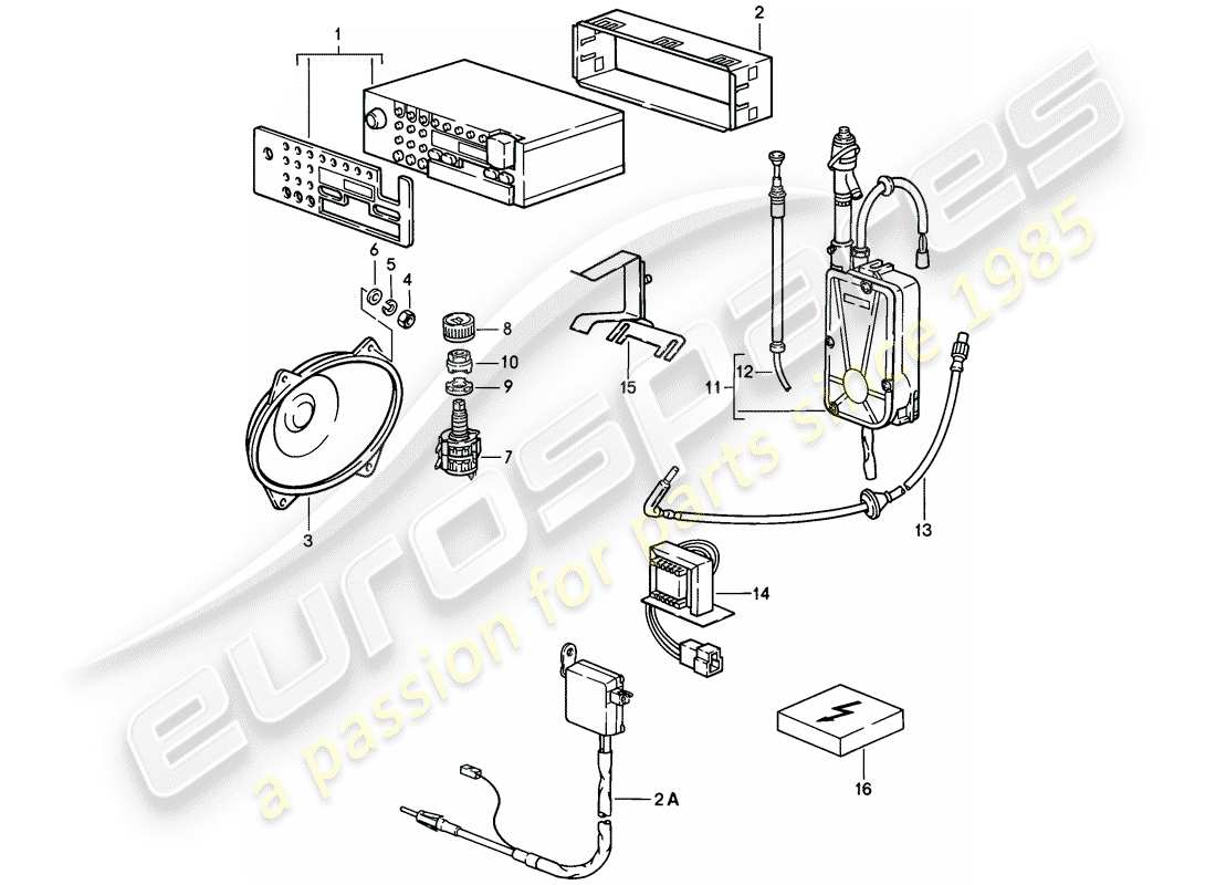 porsche 928 (1986) radio unit - installation parts part diagram