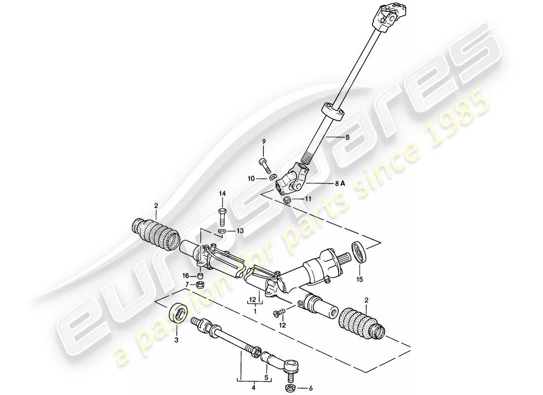 porsche 928 (1986) steering gear - tie rod part diagram