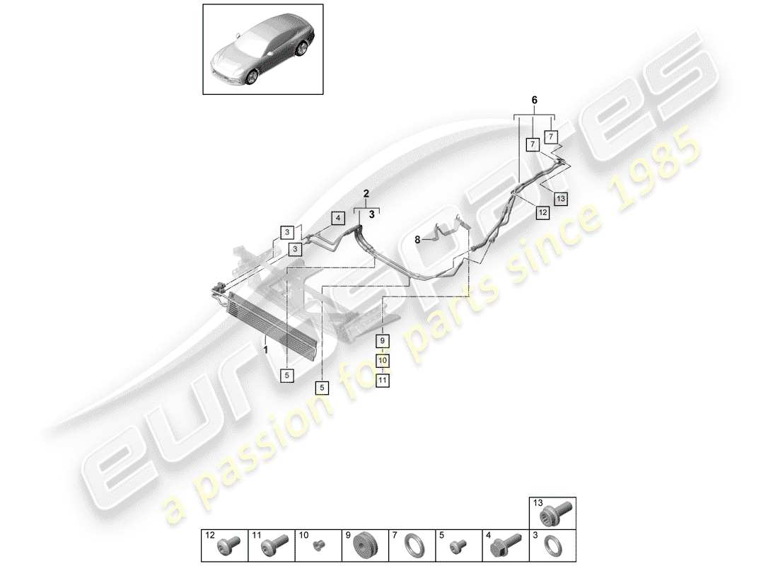 porsche panamera 971 (2020) gear oil cooler part diagram