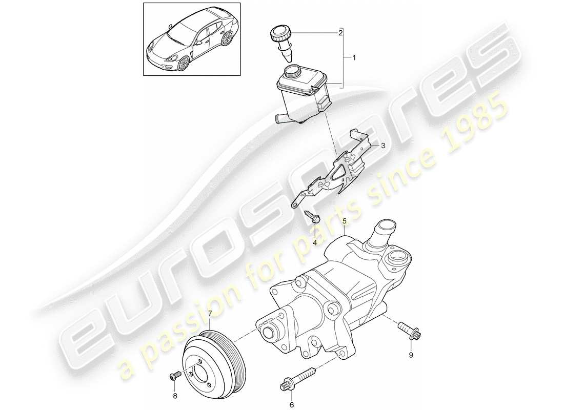 porsche panamera 970 (2011) power steering part diagram