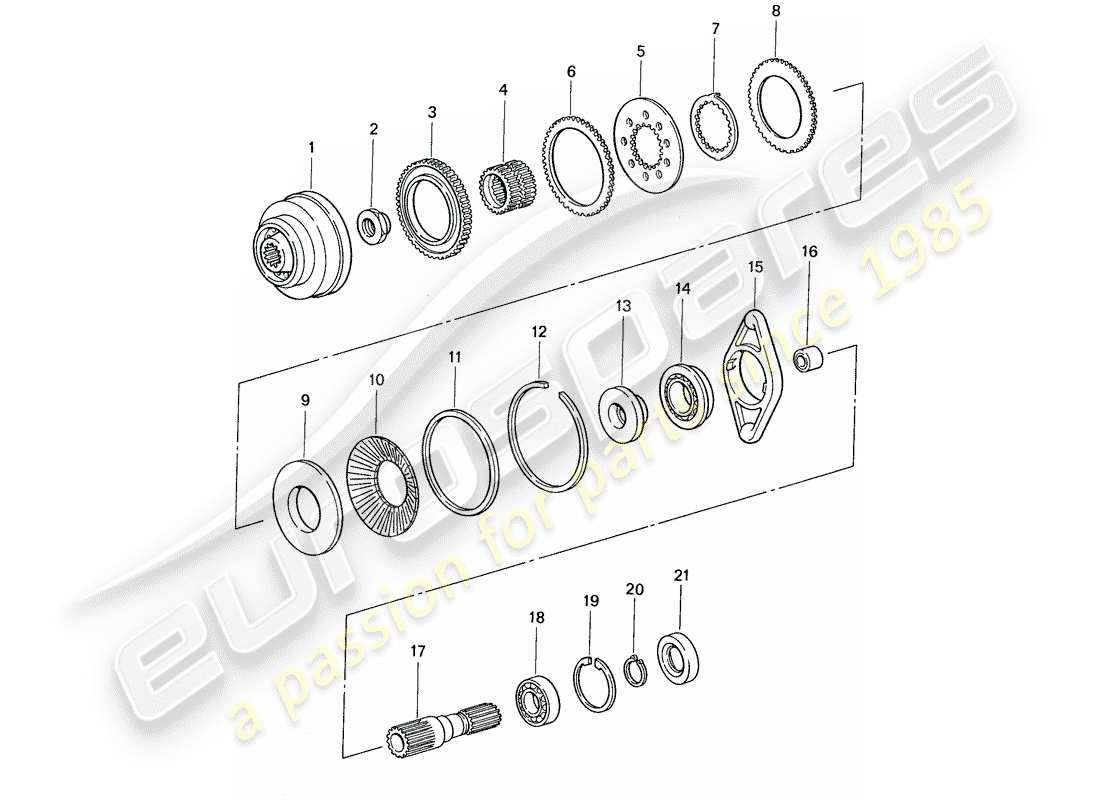 porsche 959 (1987) interaxle clutch - front axle part diagram