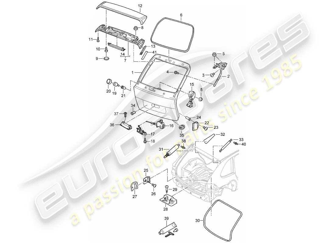 porsche cayenne (2008) rear trunk lid part diagram