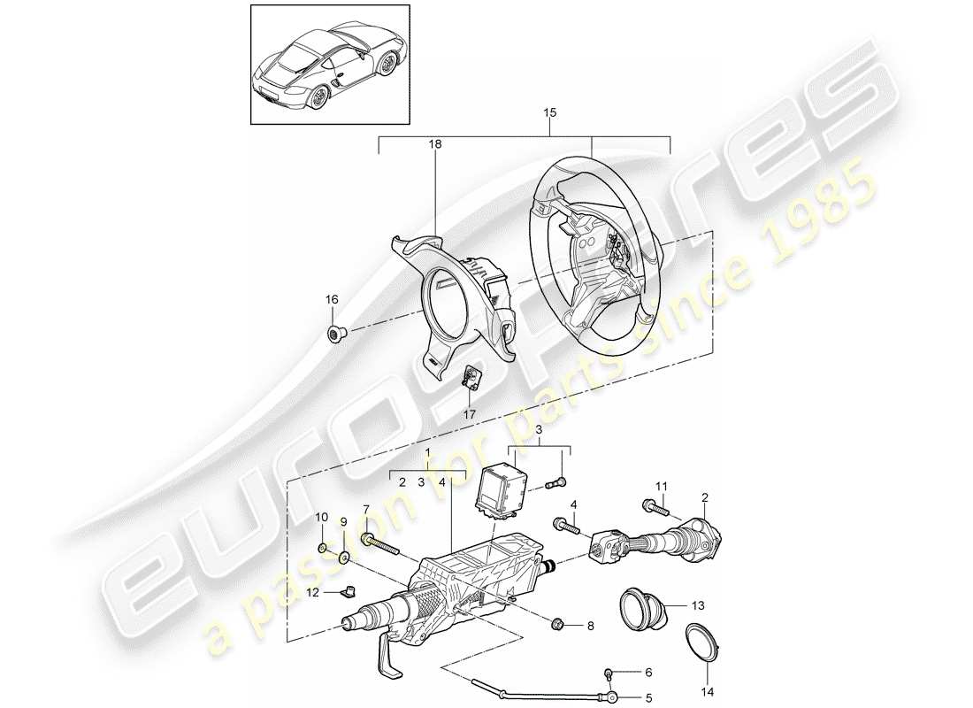 porsche cayman 987 (2011) steering protective pipe part diagram