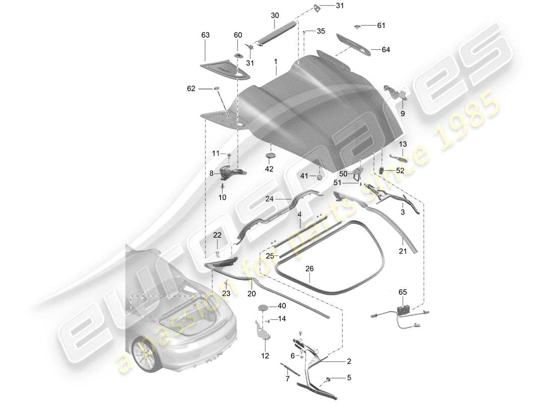 porsche boxster spyder (2016) cover part diagram