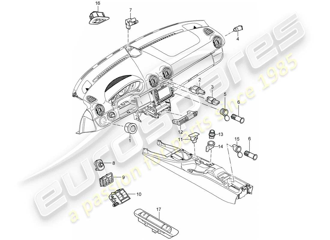 porsche cayman 987 (2007) switch part diagram