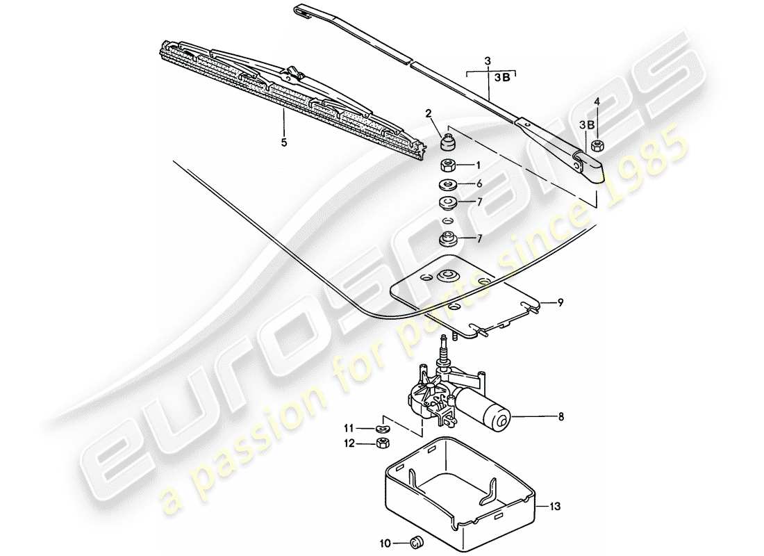 porsche 924s (1987) rear window wiper part diagram