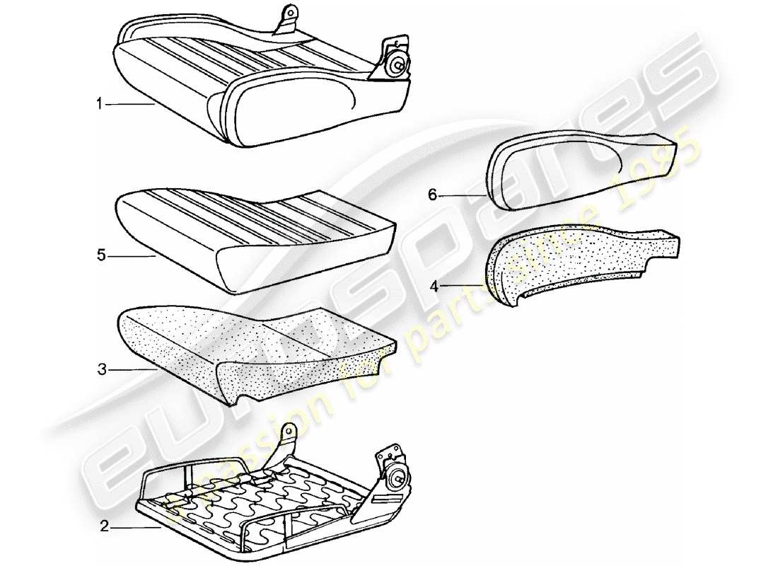 porsche 911 (1982) sports seat - seat cushion - single parts - d - mj 1981>> part diagram