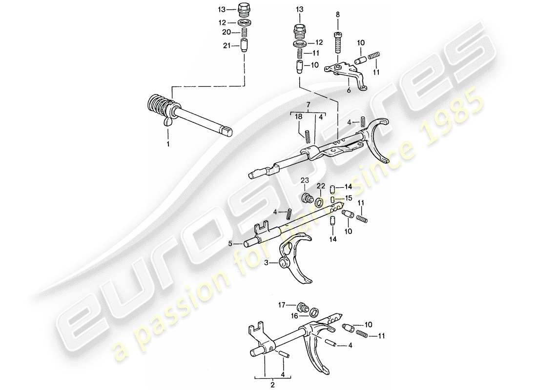 porsche 944 (1989) transmission control - for - manual gearbox part diagram