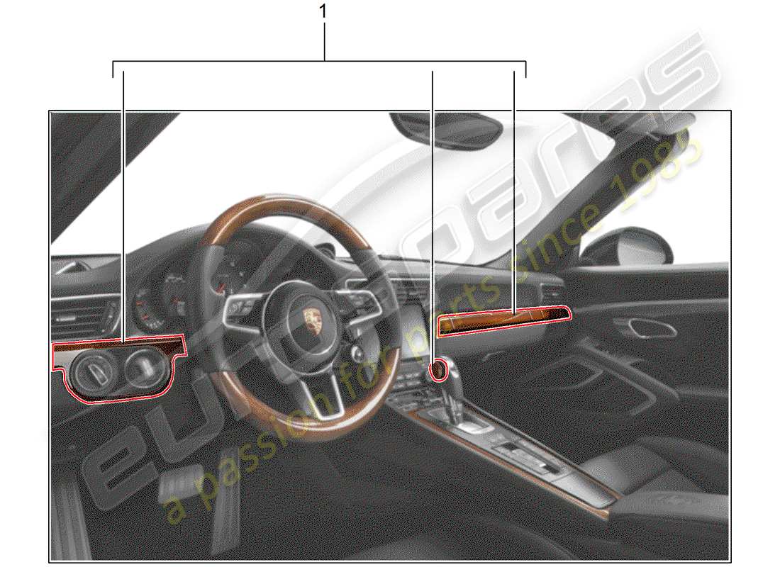 porsche tequipment 98x/99x (2018) installation kit part diagram