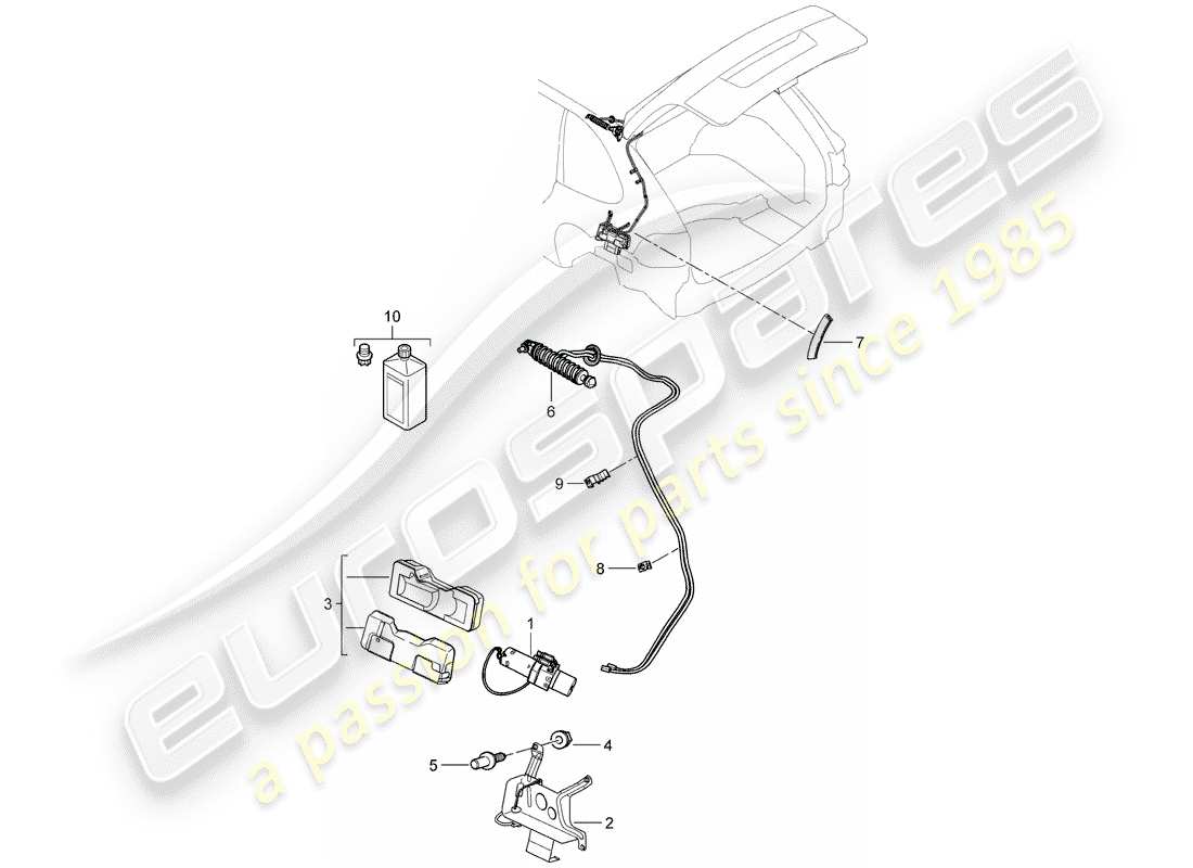 porsche cayenne (2010) rear trunk lid part diagram