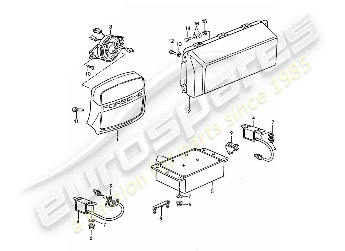 porsche 968 (1995) airbag part diagram