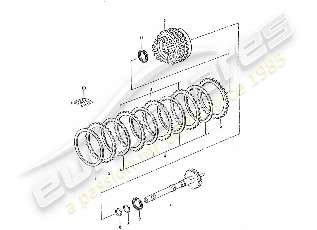 porsche 928 (1992) automatic transmission - drive shaft - gear set part diagram