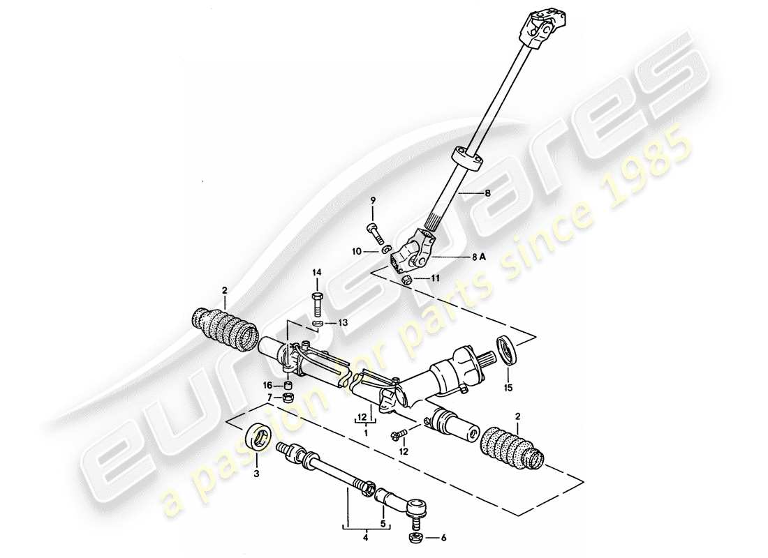 porsche 928 (1992) steering gear - steering track rod part diagram