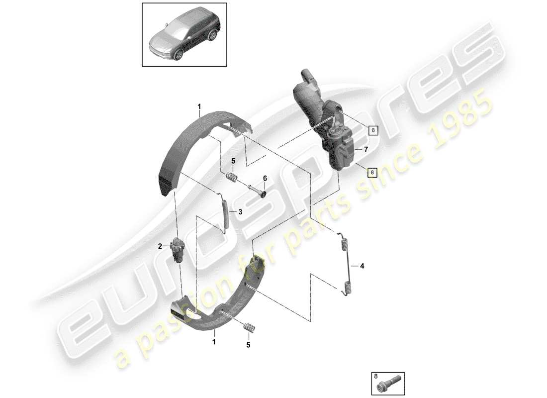 porsche cayenne e3 (2019) parking brake part diagram