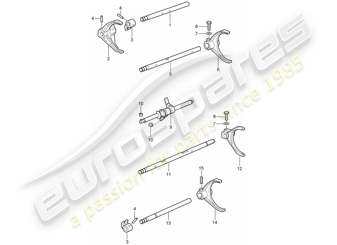 porsche 997 gt3 (2009) selector shaft part diagram