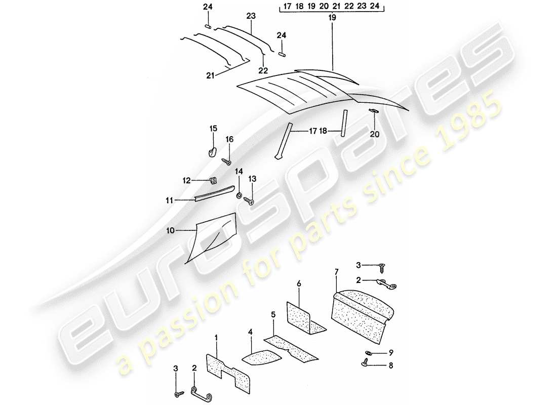 porsche 911 (1977) lining part diagram