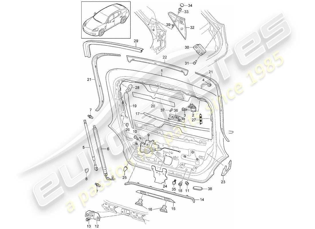 porsche panamera 970 (2011) cover part diagram