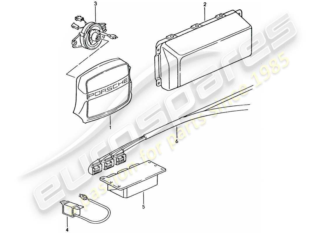 porsche 928 (1994) airbag - airbag unit - switch unit part diagram