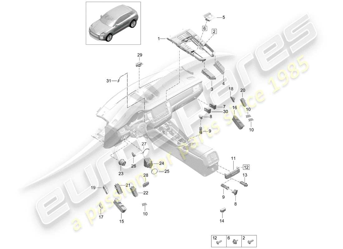 porsche macan (2019) switch part diagram