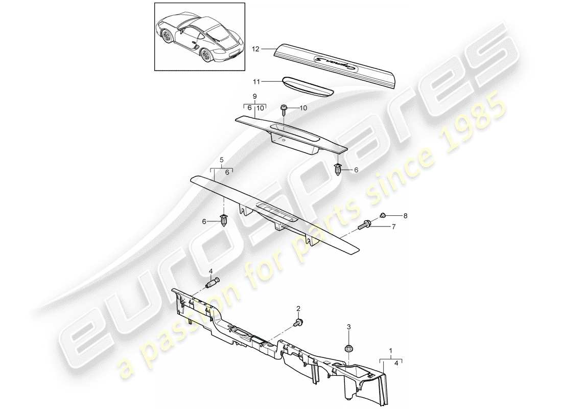 porsche cayman 987 (2011) lining part diagram