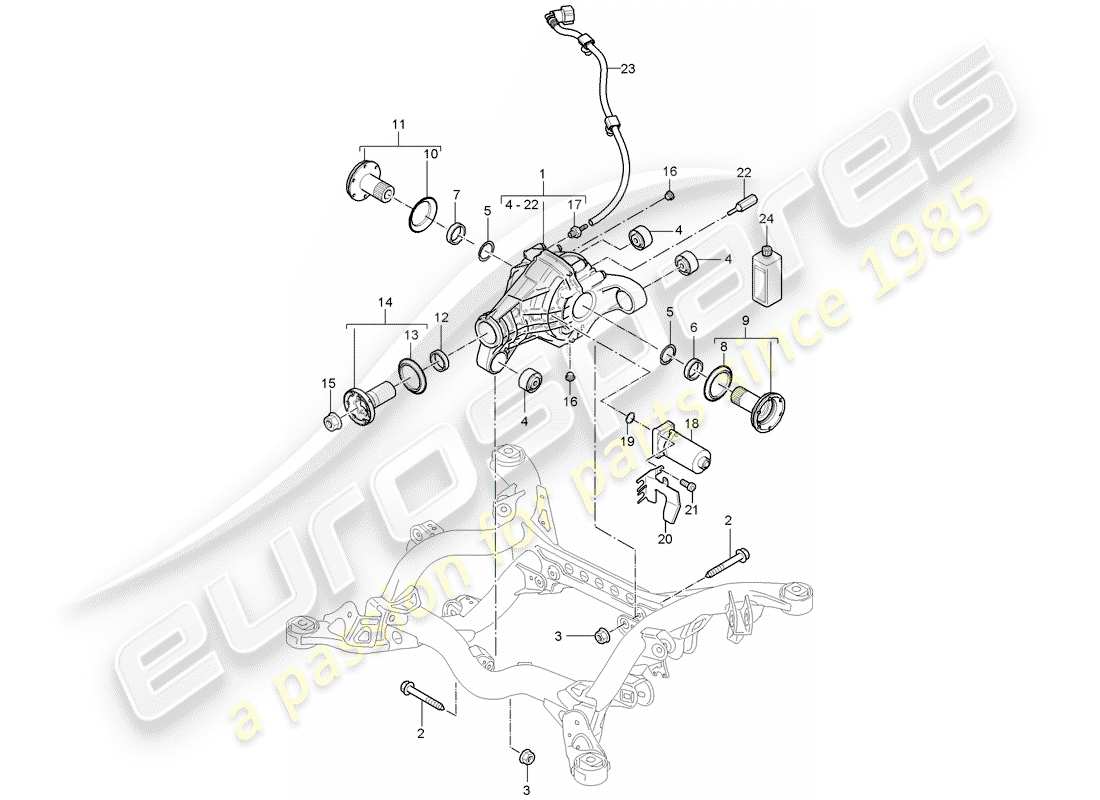 porsche cayenne (2008) rear axle differential part diagram