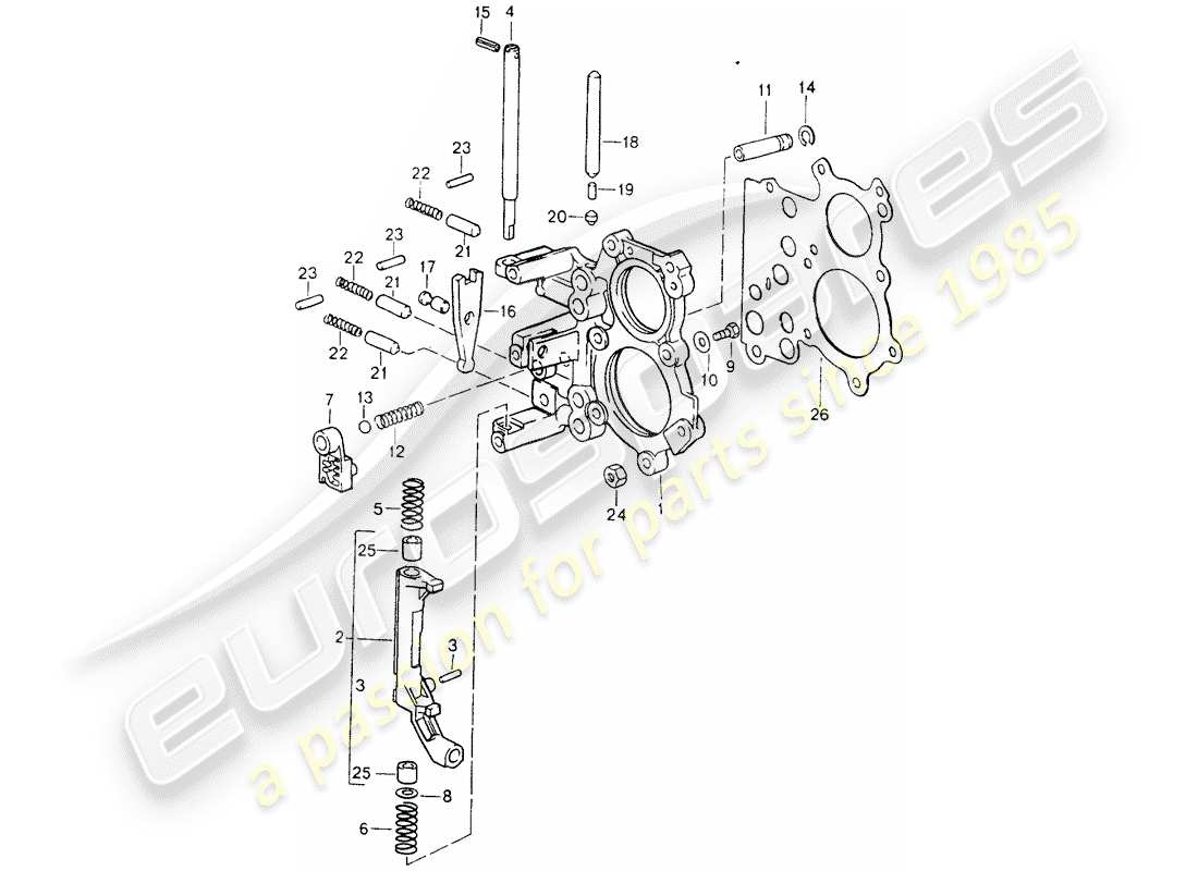 porsche 964 (1994) tensioning plate - shift control lock device part diagram