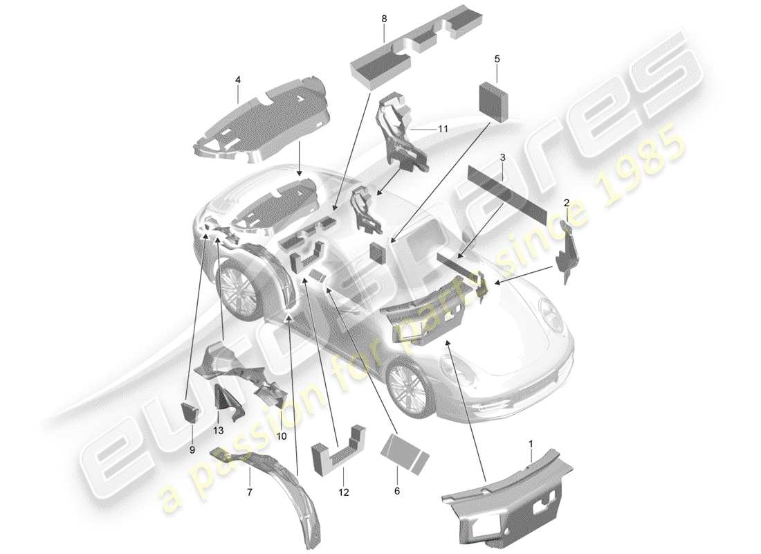 porsche 991 (2012) body shell part diagram