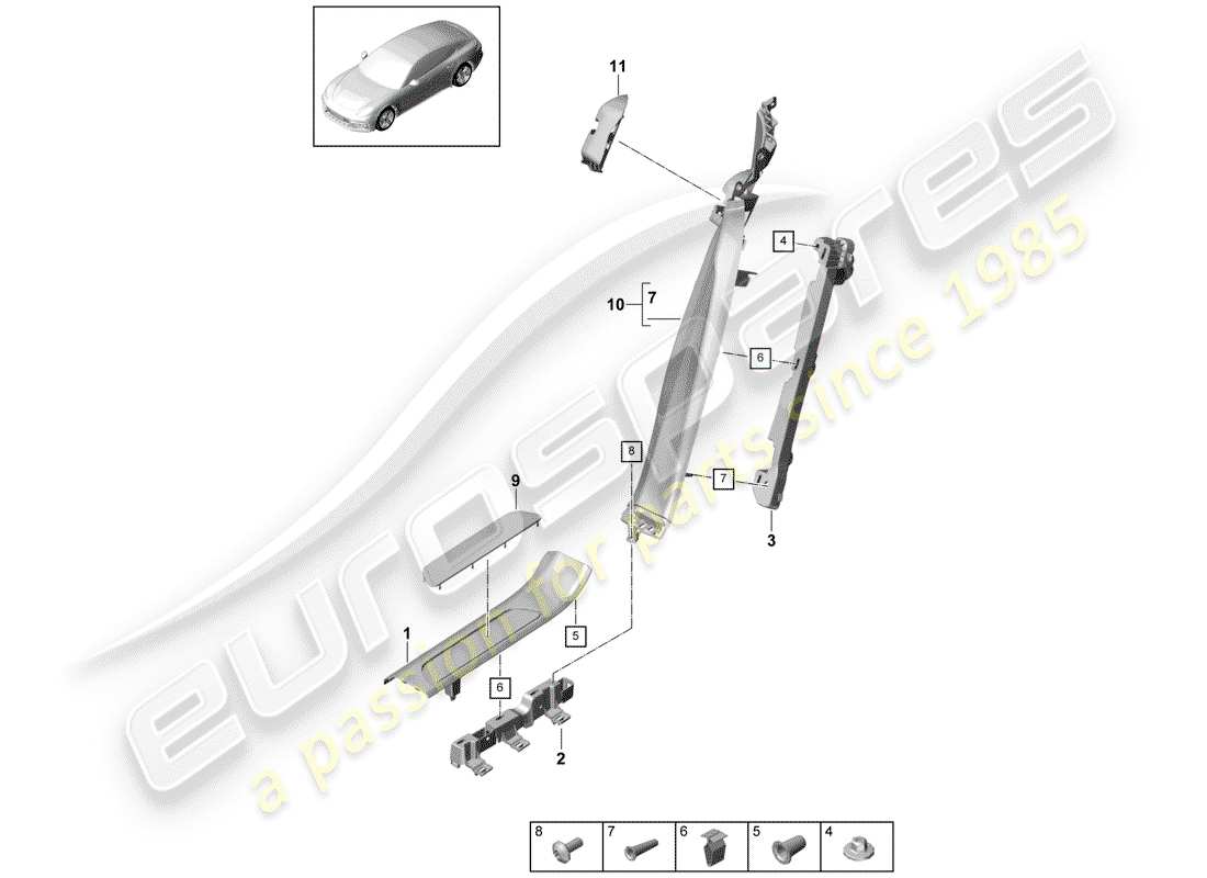 porsche panamera 971 (2020) sill panel trim part diagram