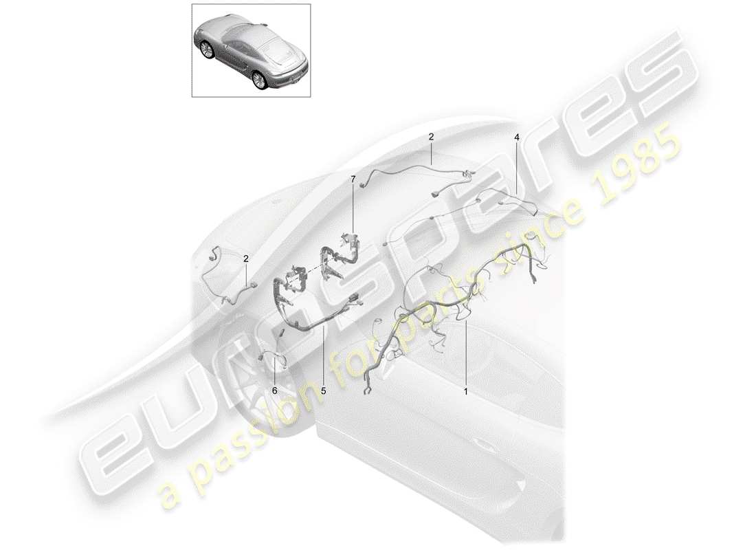 porsche cayman 981 (2014) wiring harnesses part diagram