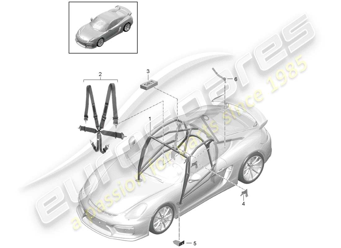 porsche cayman gt4 (2016) accessories part diagram