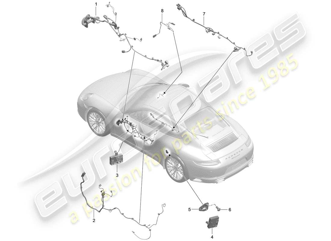 porsche 991 gen. 2 (2018) wiring harnesses part diagram