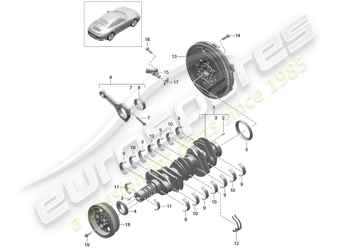 porsche 991 gen. 2 (2018) crankshaft part diagram