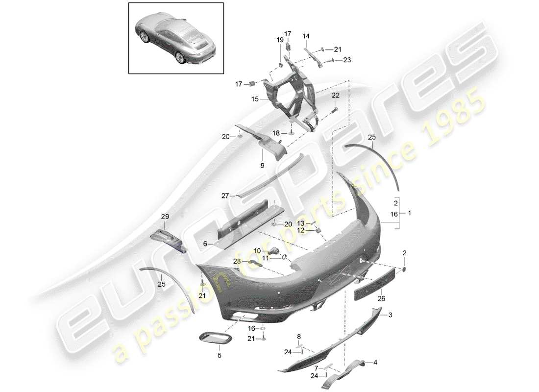 porsche 991 gen. 2 (2018) bumper part diagram