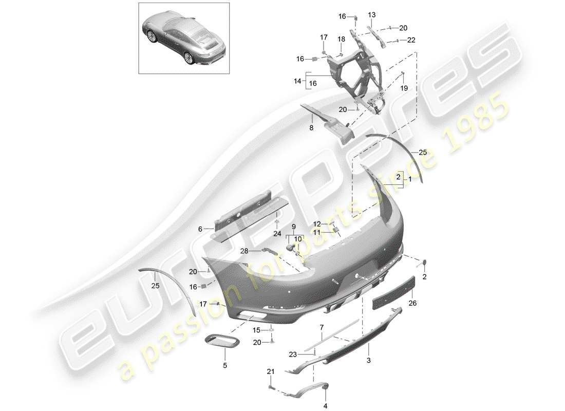 porsche 991 gen. 2 (2018) bumper part diagram