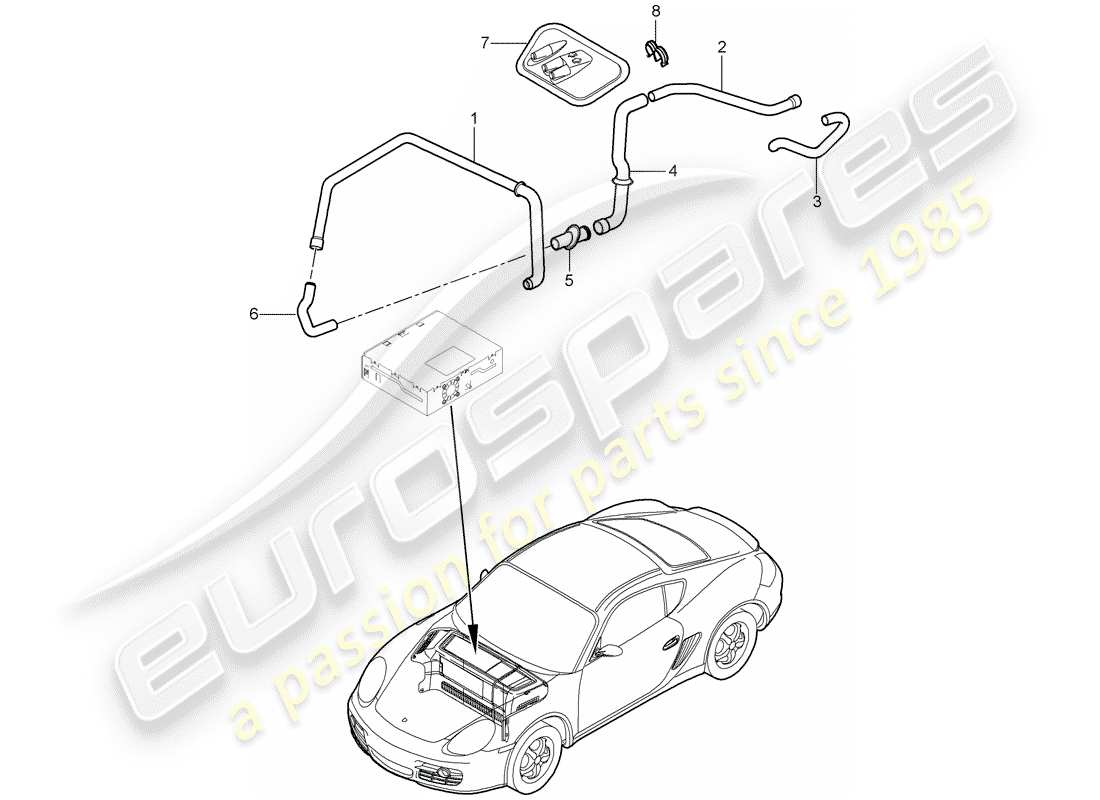 porsche cayman 987 (2010) luggage compartment part diagram