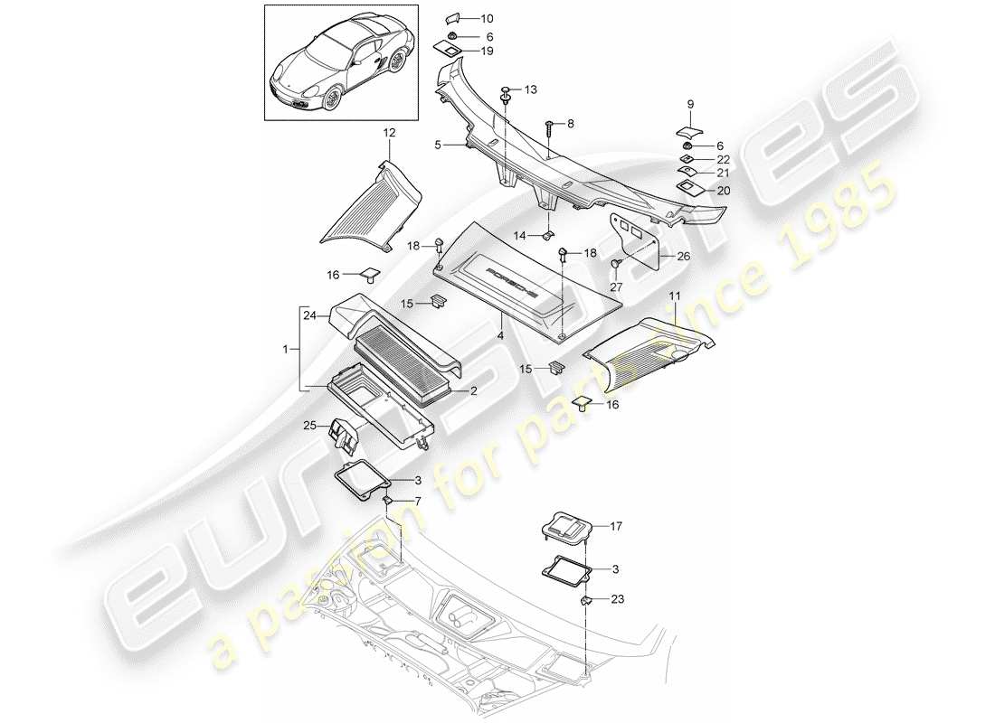 porsche cayman 987 (2010) particulate filter part diagram