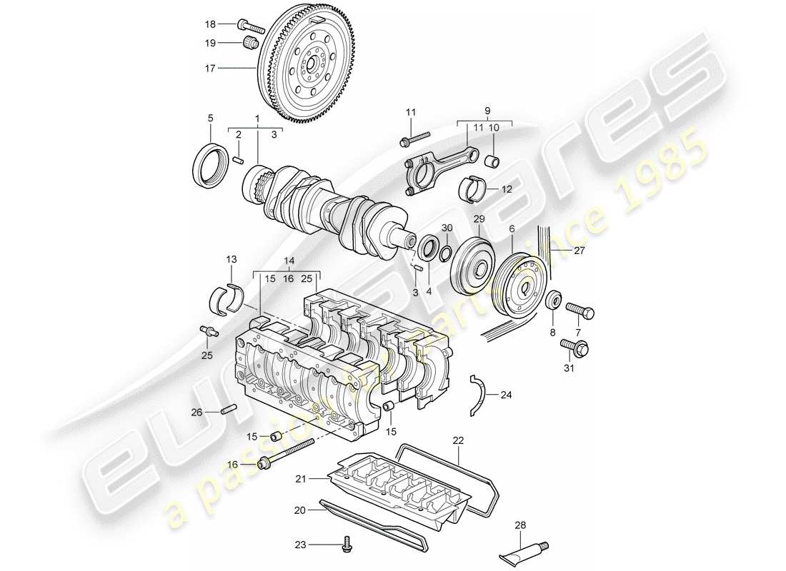 porsche 997 (2005) crankshaft part diagram