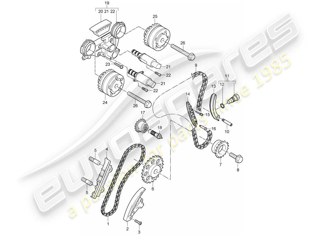 porsche cayenne (2009) timing chain part diagram